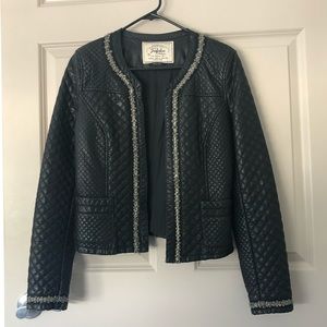 Zara Faux Leather Beaded Jacket
